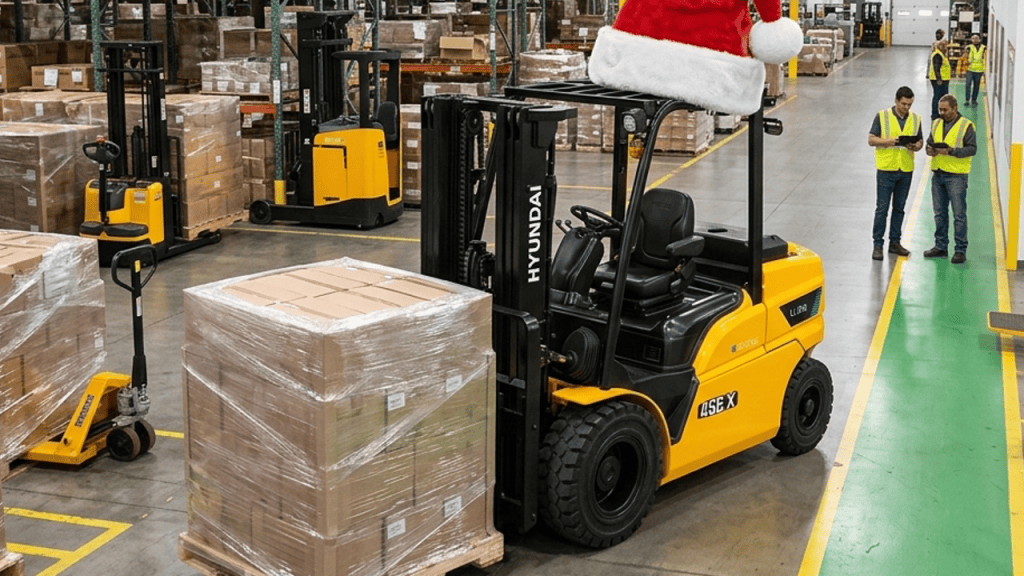 A busy Australian warehouse with fully stocked racking during Christmas peak season